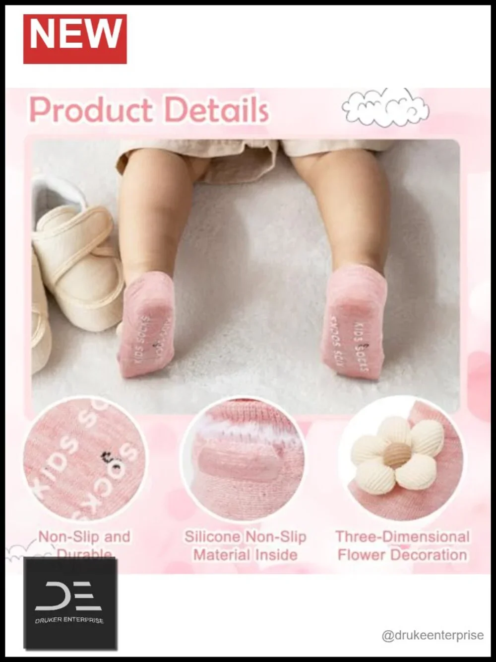 Baby Girl Flower Headbands and Cotton Socks Set, Newborn Toddler Accessories